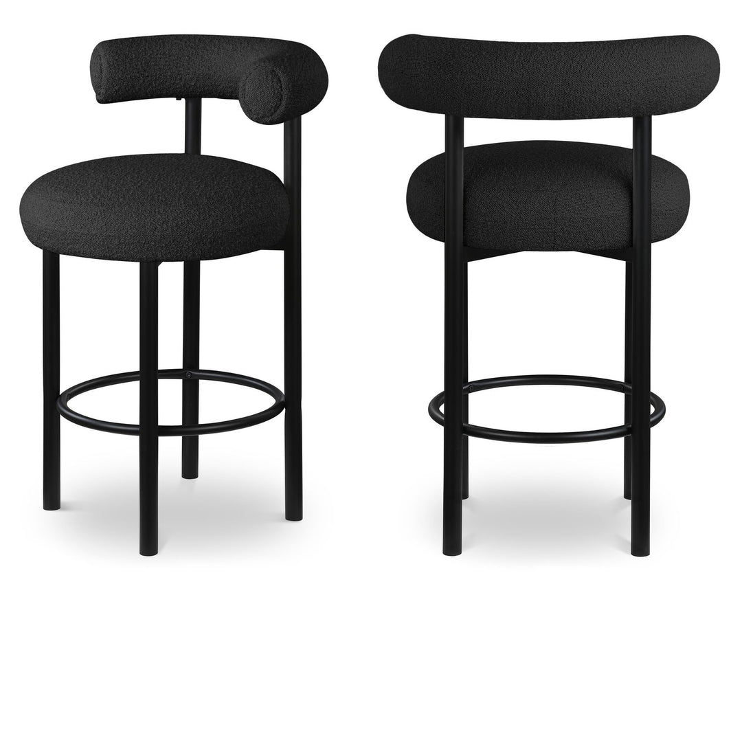 Bordeaux Black Boucle Fabric Upholstered Counter Stool