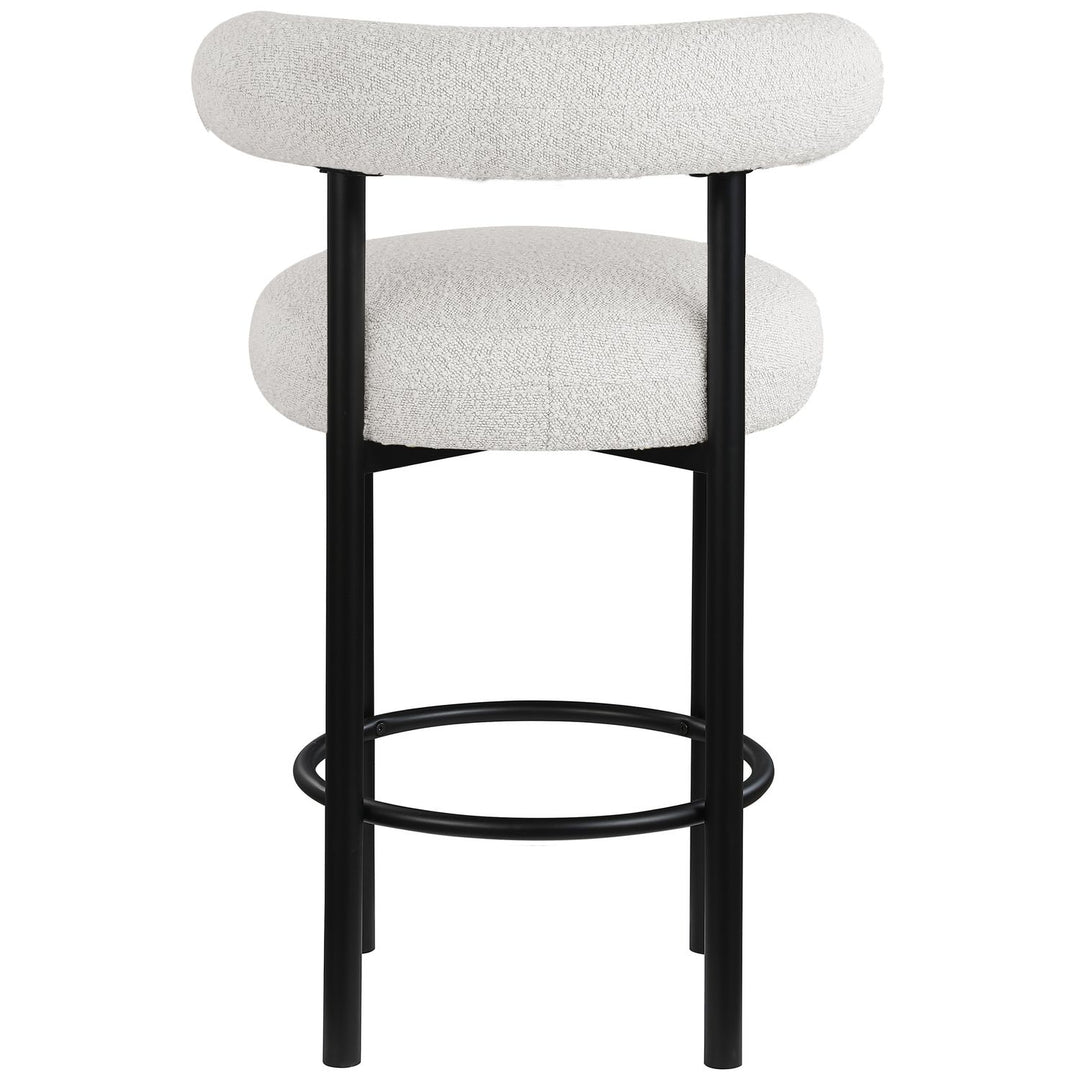 Bordeaux Boucle Fabric Upholstered Counter Stool — Cream / Matte Black