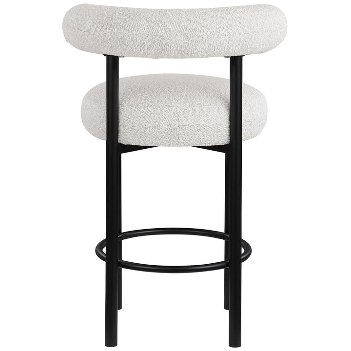 Bordeaux Boucle Fabric Upholstered Counter Stool — Cream / Matte Black