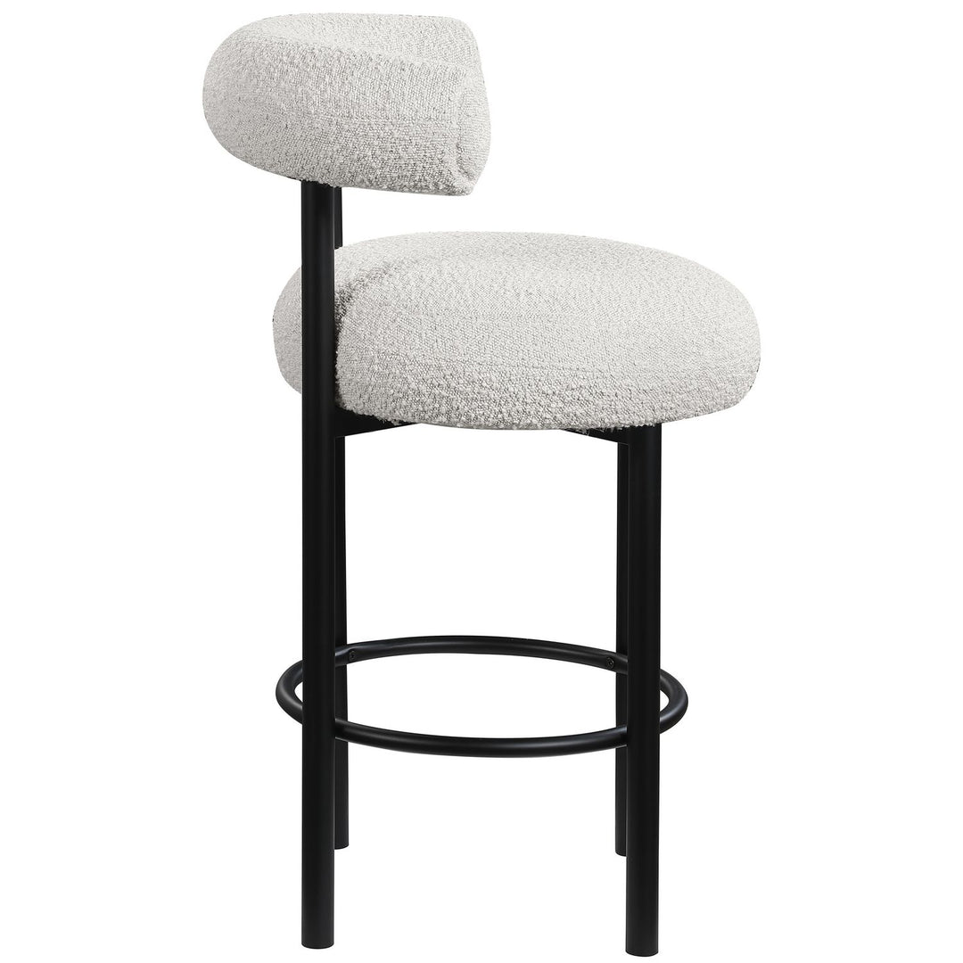 Bordeaux Boucle Fabric Upholstered Counter Stool — Cream / Matte Black
