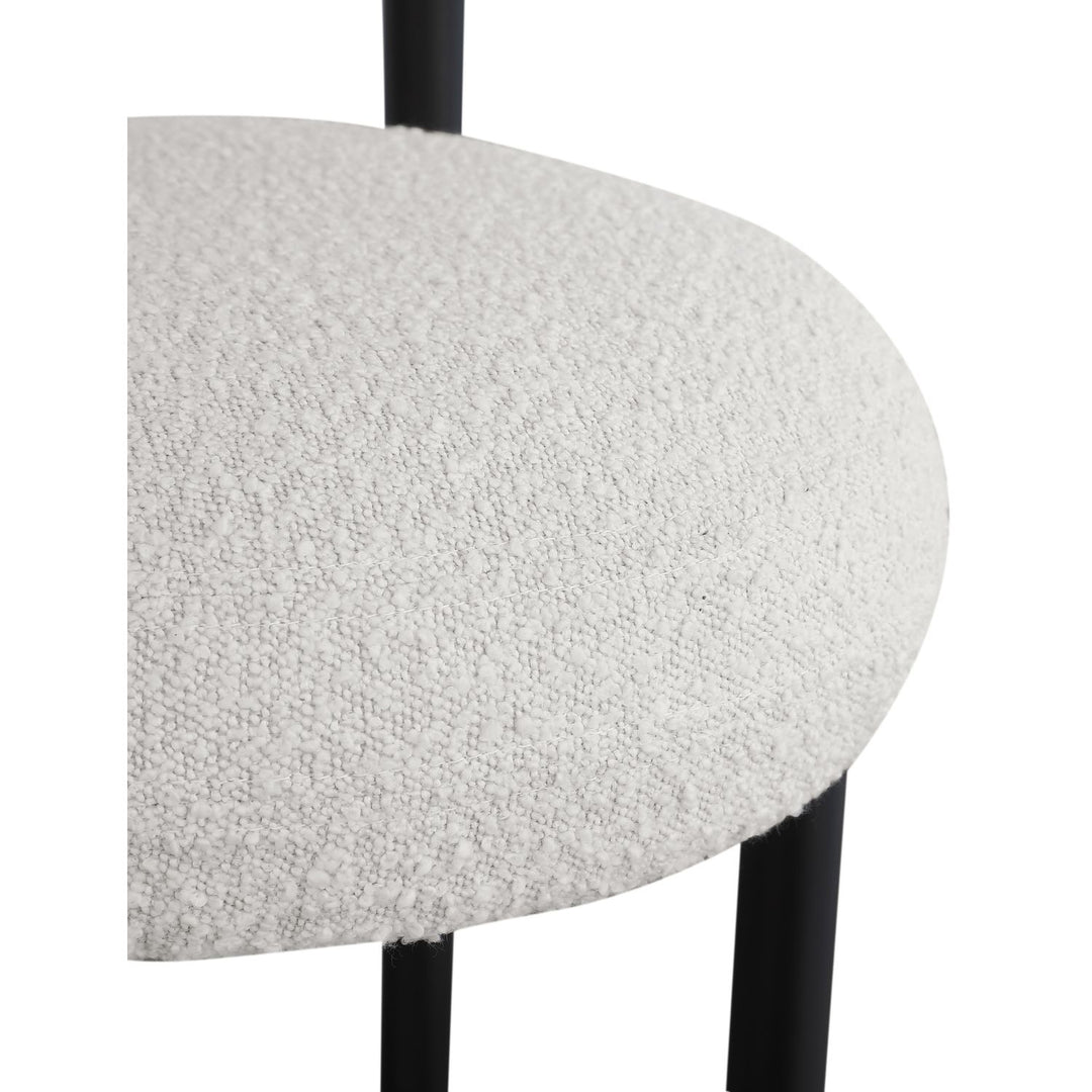 Bordeaux Boucle Fabric Upholstered Counter Stool — Cream / Matte Black