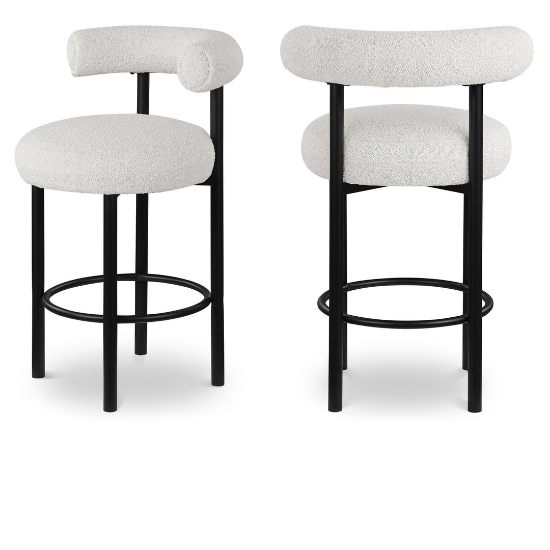 Bordeaux Cream Boucle Fabric Upholstered Counter Stool