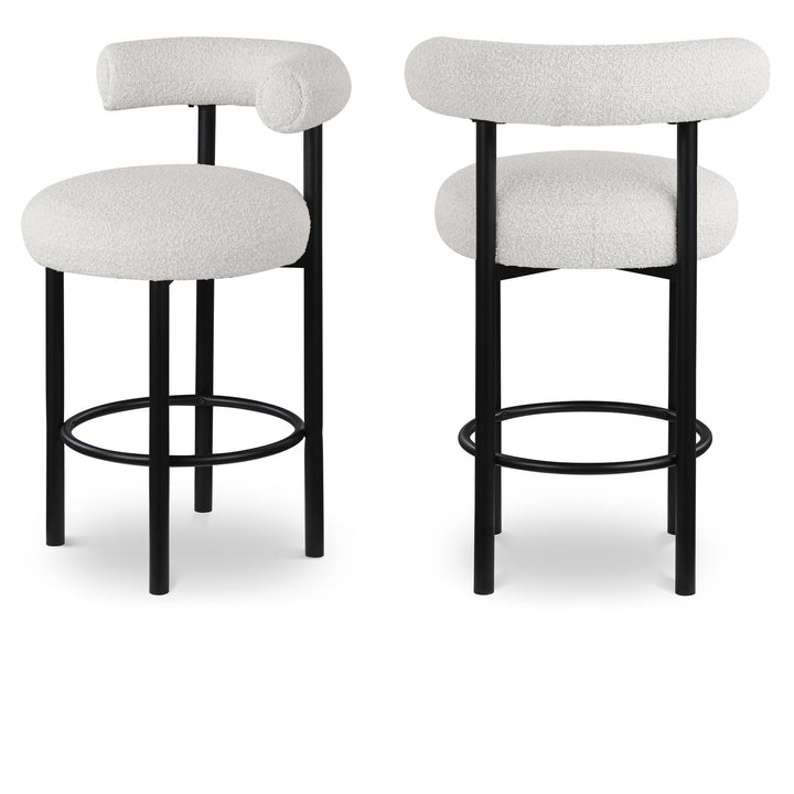 Bordeaux Cream Boucle Fabric Upholstered Counter Stool