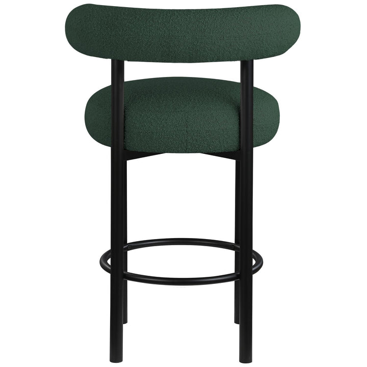 Bordeaux Boucle Fabric Upholstered Counter Stool — Green / Matte Black