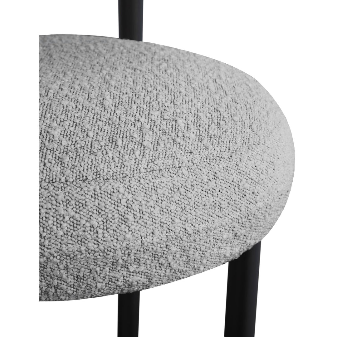 Bordeaux Boucle Fabric Upholstered Counter Stool — Grey / Matte Black
