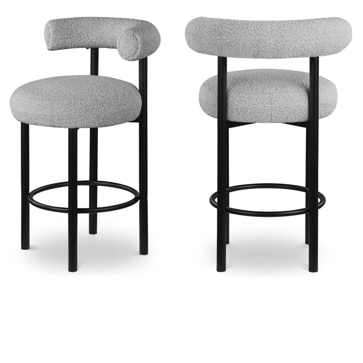 Bordeaux Grey Boucle Fabric Upholstered Counter Stool
