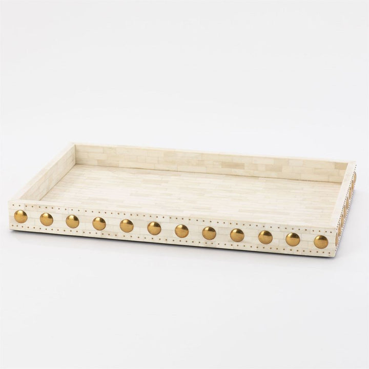 Boxes Bone Box with Brass Stud Accents-Lg