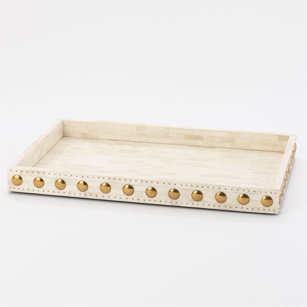 Boxes Bone Box with Brass Stud Accents-Sm