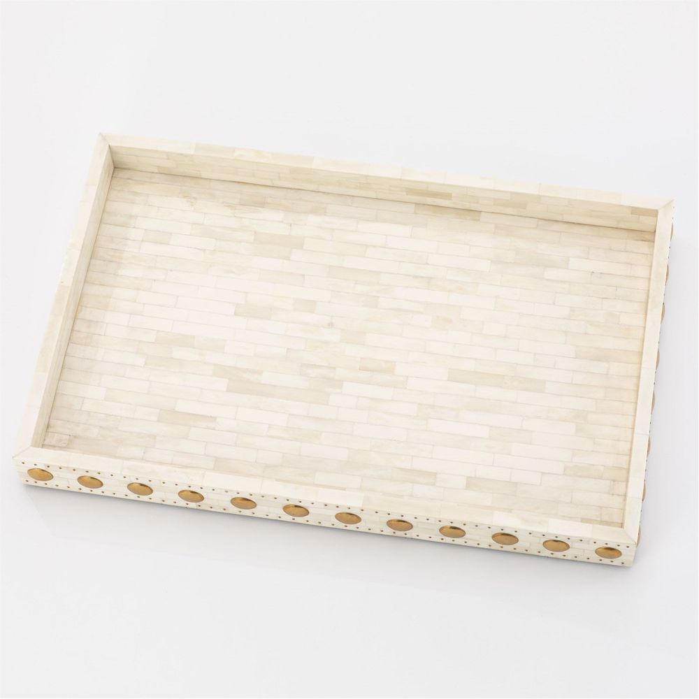 Bone Box with Brass Stud Accents-Sm