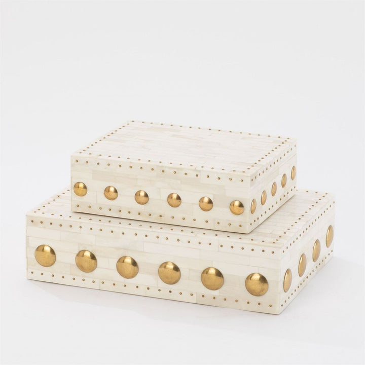 Bone Box with Brass Stud Accents-Sm