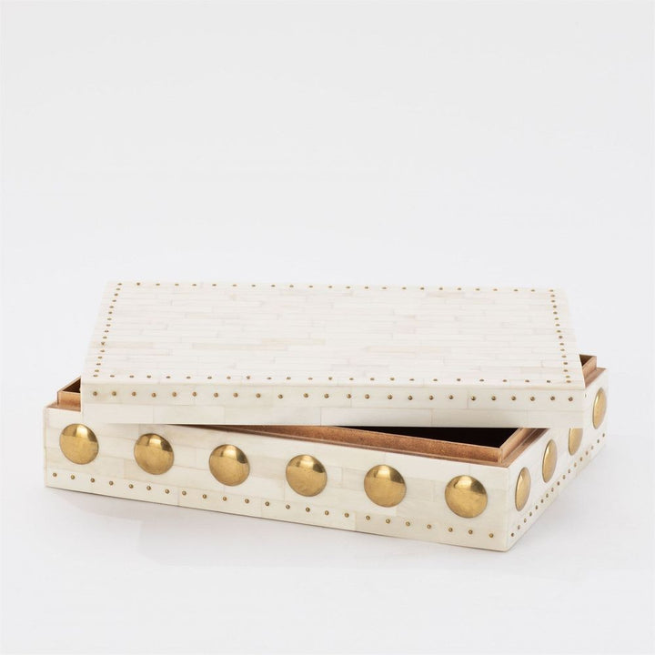 Bone Box with Brass Stud Accents-Sm