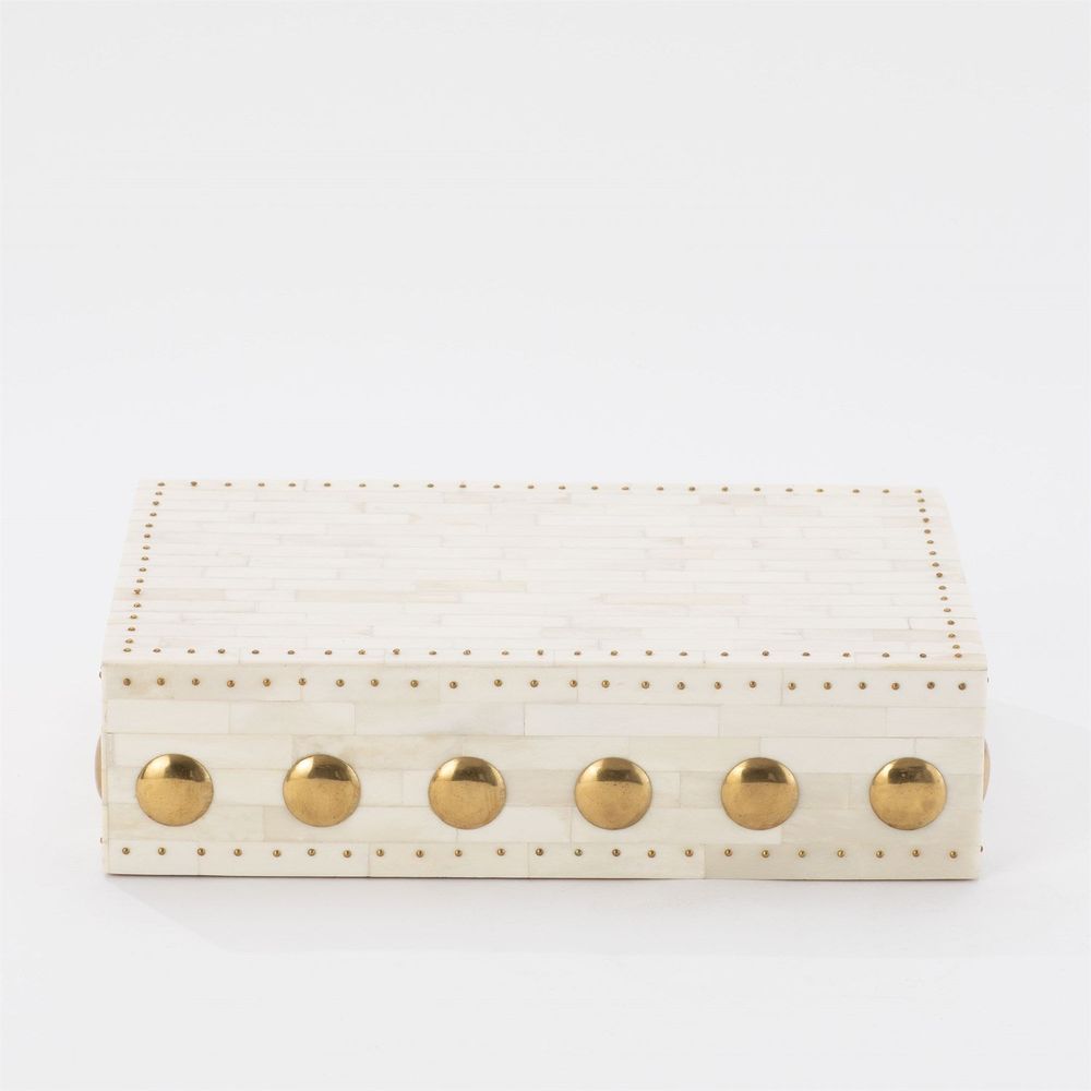 Bone Box with Brass Stud Accents-Sm