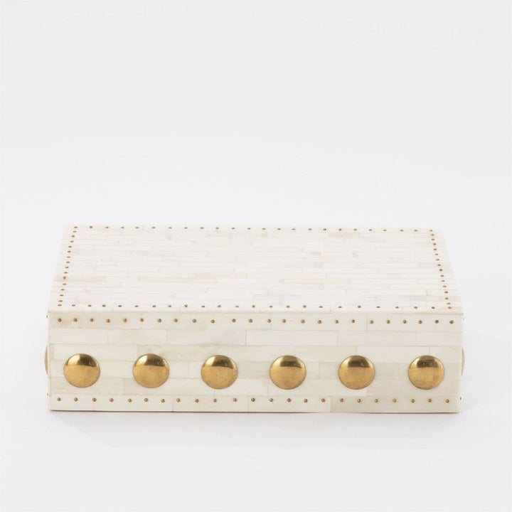 Bone Box with Brass Stud Accents-Lg