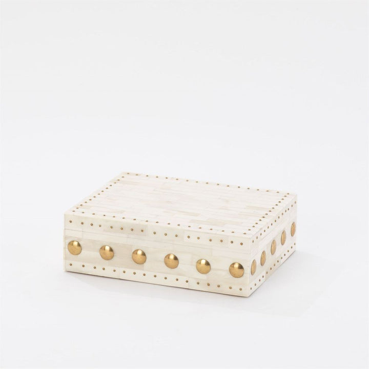 Bone Box with Brass Stud Accents-Sm