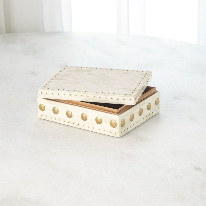 Bone Box with Brass Stud Accents-Lg