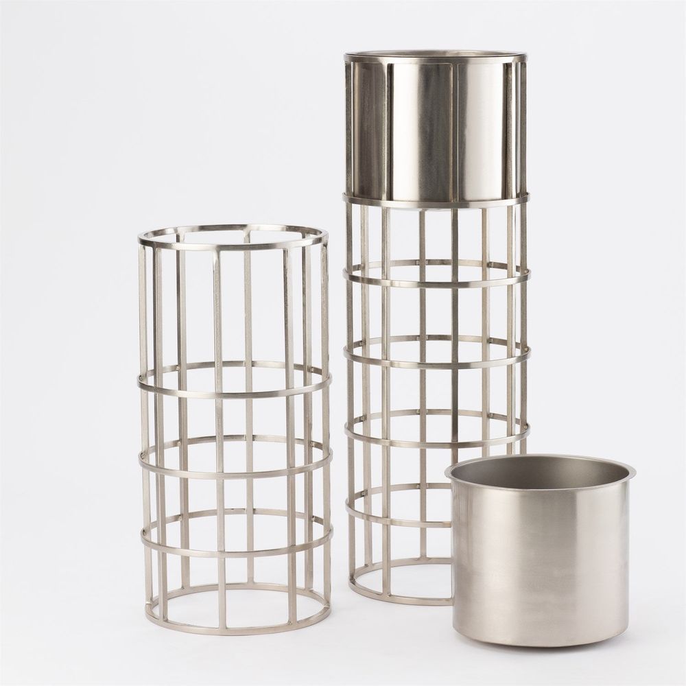 Indoor Planters Ringed Planter-Nickel-Lg
