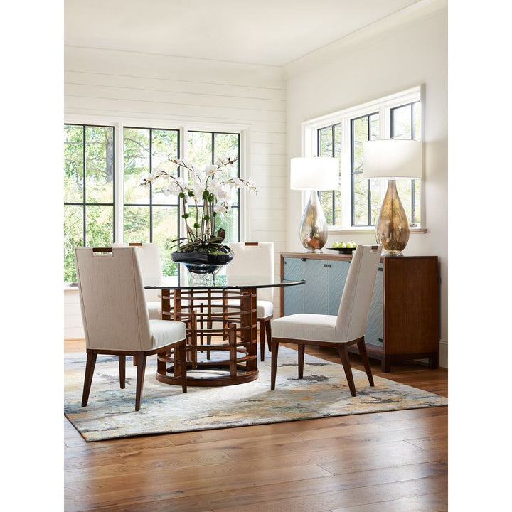 Dining Tables Meridien Round Dining Table With 60 Inch Glass Top - Sebana