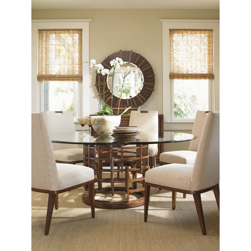 Dining Tables Meridien Round Dining Table With 72 Inch Glass Top - Sebana