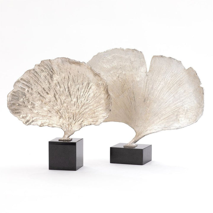 Ginkgo Leaf Sculpture Silver Finish-Lg