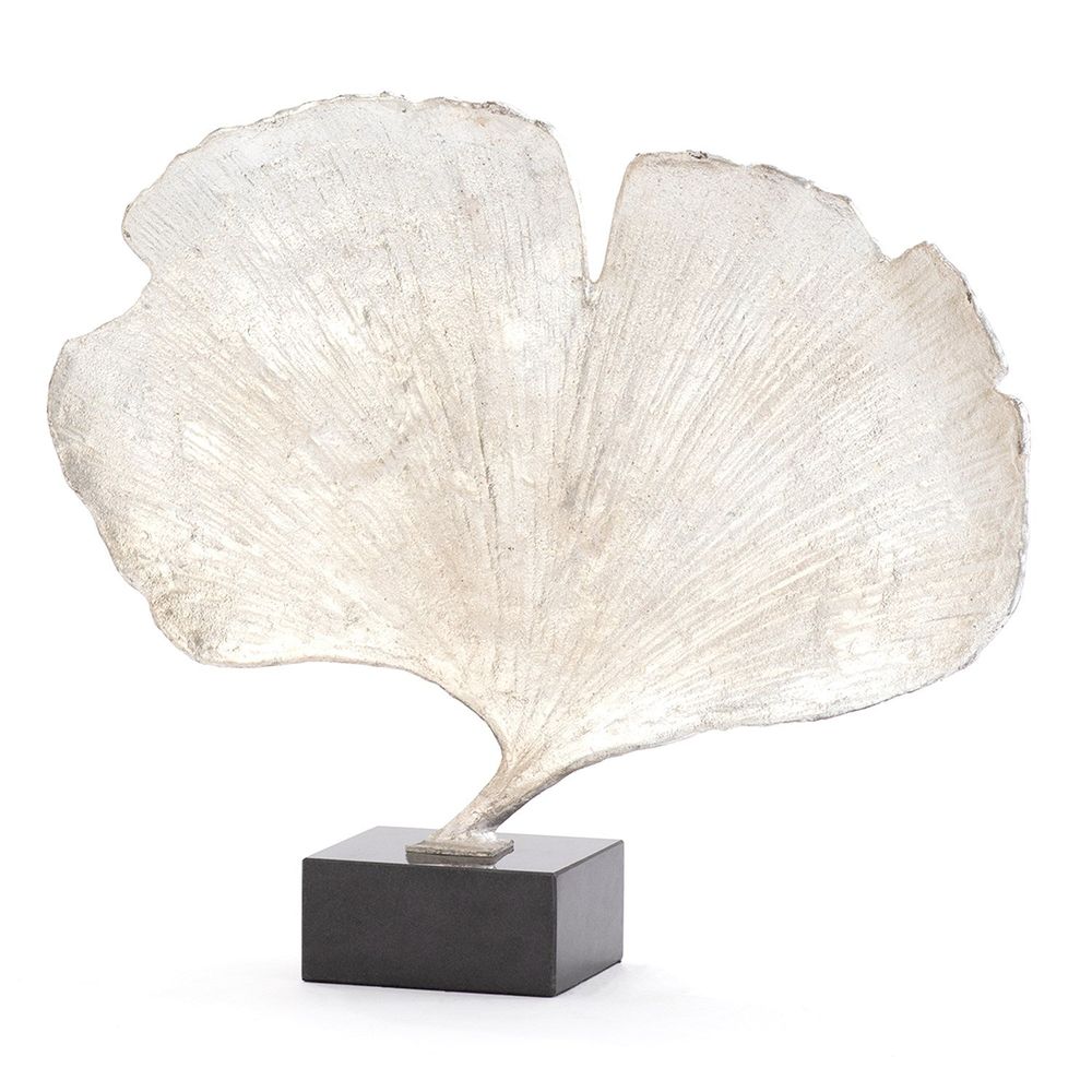 Ginkgo Leaf Sculpture Silver Finish-Lg
