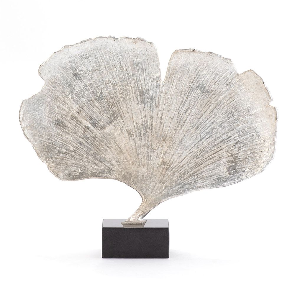 Ginkgo Leaf Sculpture Silver Finish-Lg