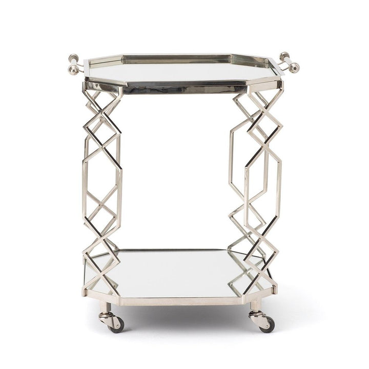 Bar Storage: Carts Octagonal Fret Serving Trolley and Tray-Polished Nickel