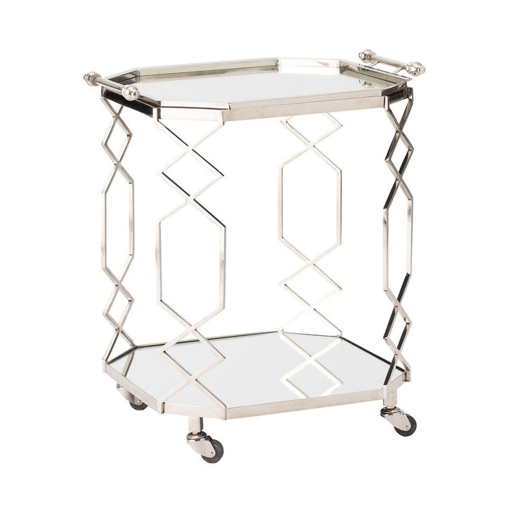Bar Storage: Carts Octagonal Fret Serving Trolley and Tray-Polished Nickel