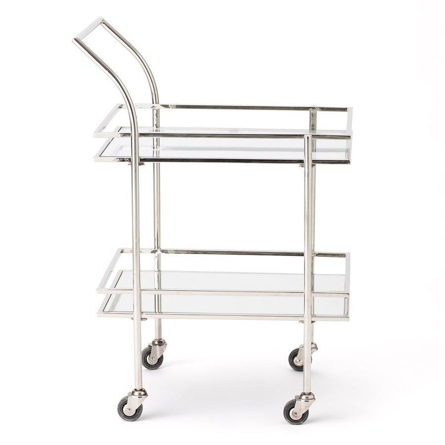 Bar Storage: Carts Rectangular Bar Cart w/Mirror-Nickel