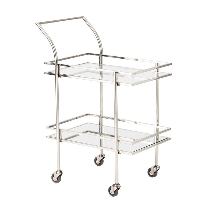 Bar Storage: Carts Rectangular Bar Cart w/Mirror-Nickel