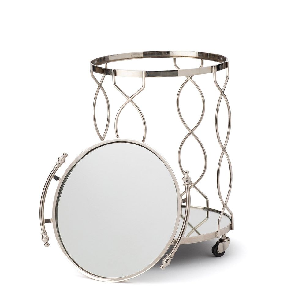 Round Lattice Serving Cart with Tray - Nickel