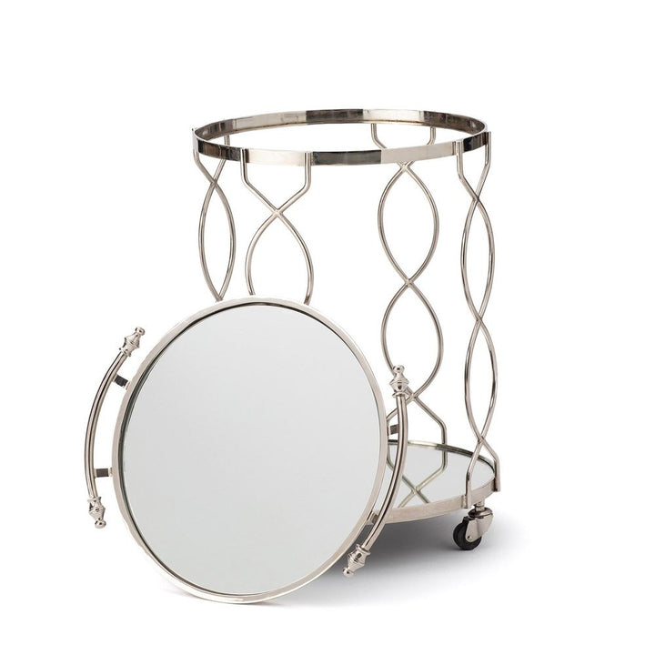 Round Lattice Serving Cart with Tray - Nickel