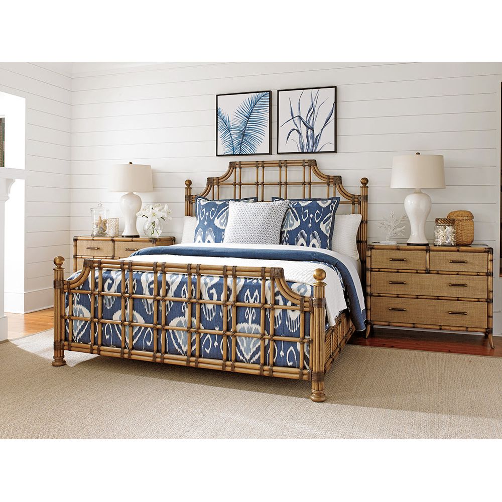 St. Kitts Rattan Bed 6/6 King - Bermuda Sands
