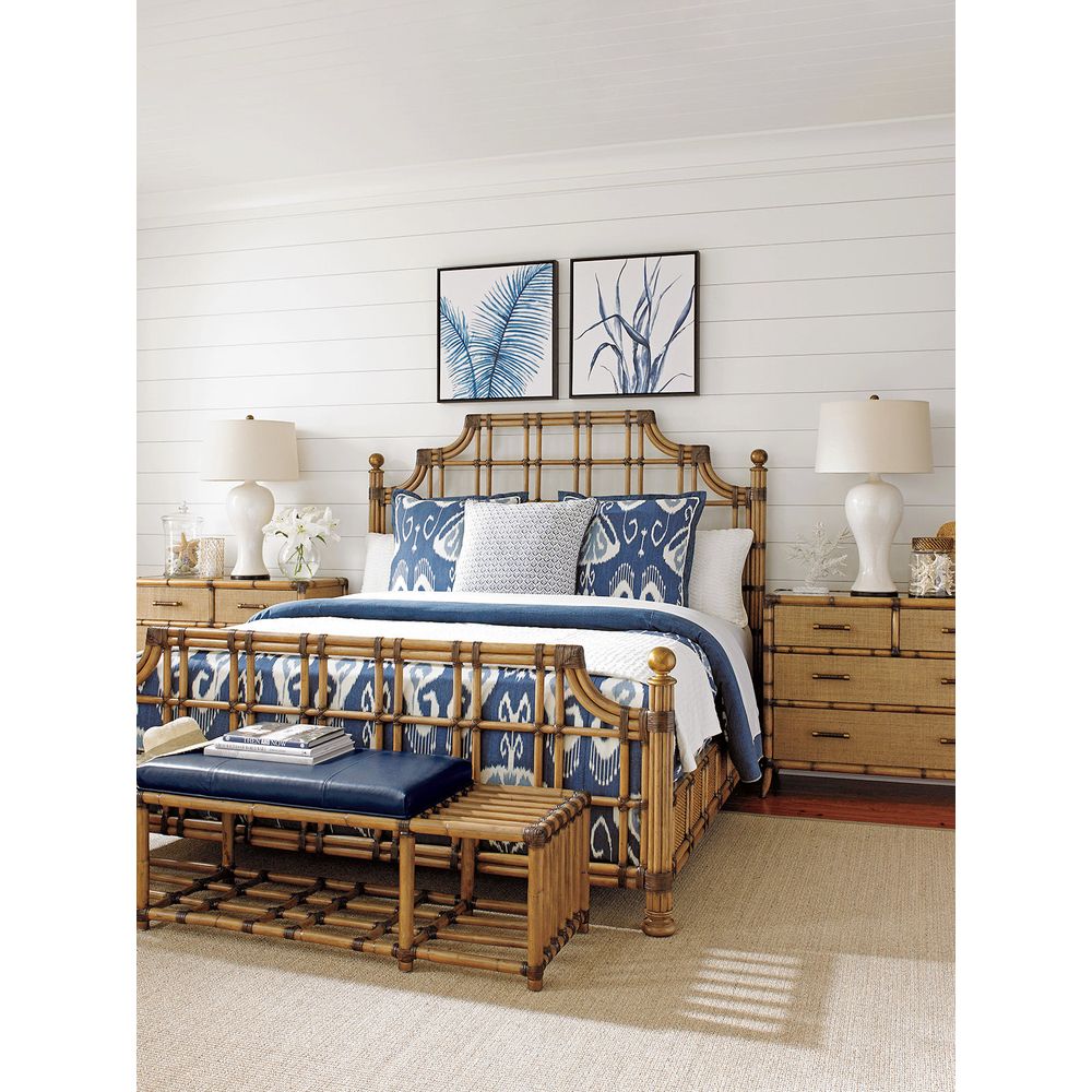 St. Kitts Rattan Bed 6/6 King - Bermuda Sands