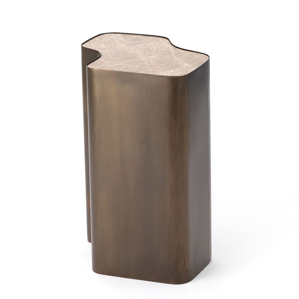 Organic Nesting Table-Bronze/Beige Marble-Lg