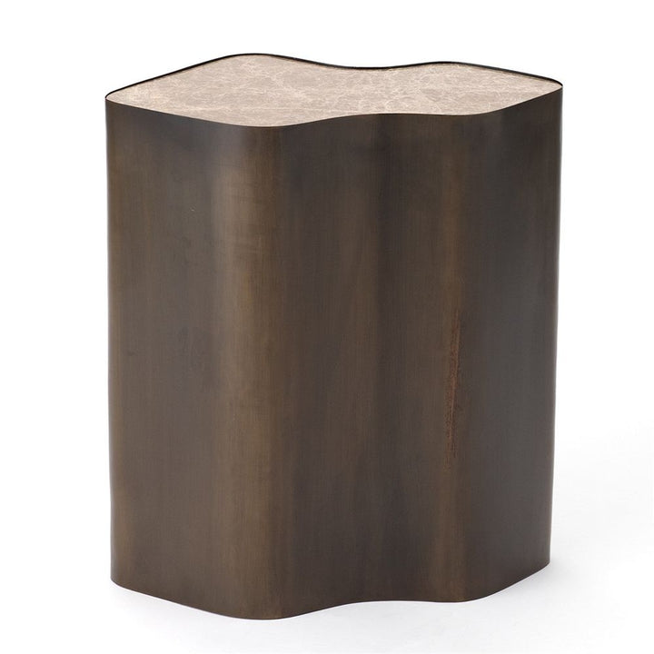Organic Nesting Table-Bronze/Beige Marble-Lg
