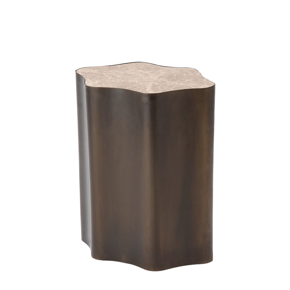 Side Tables Organic Nesting Table-Bronze/Beige Marble-Lg
