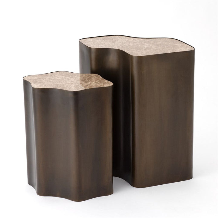 Organic Nesting Table-Bronze/Beige Marble-Sm