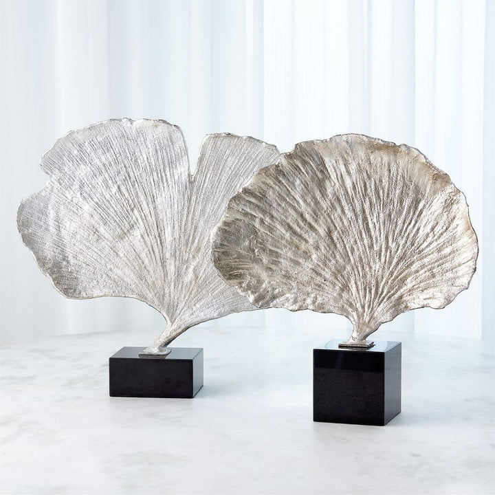 Decorative Objects Ginkgo Leaf Sculpture Silver Finish-Sm
