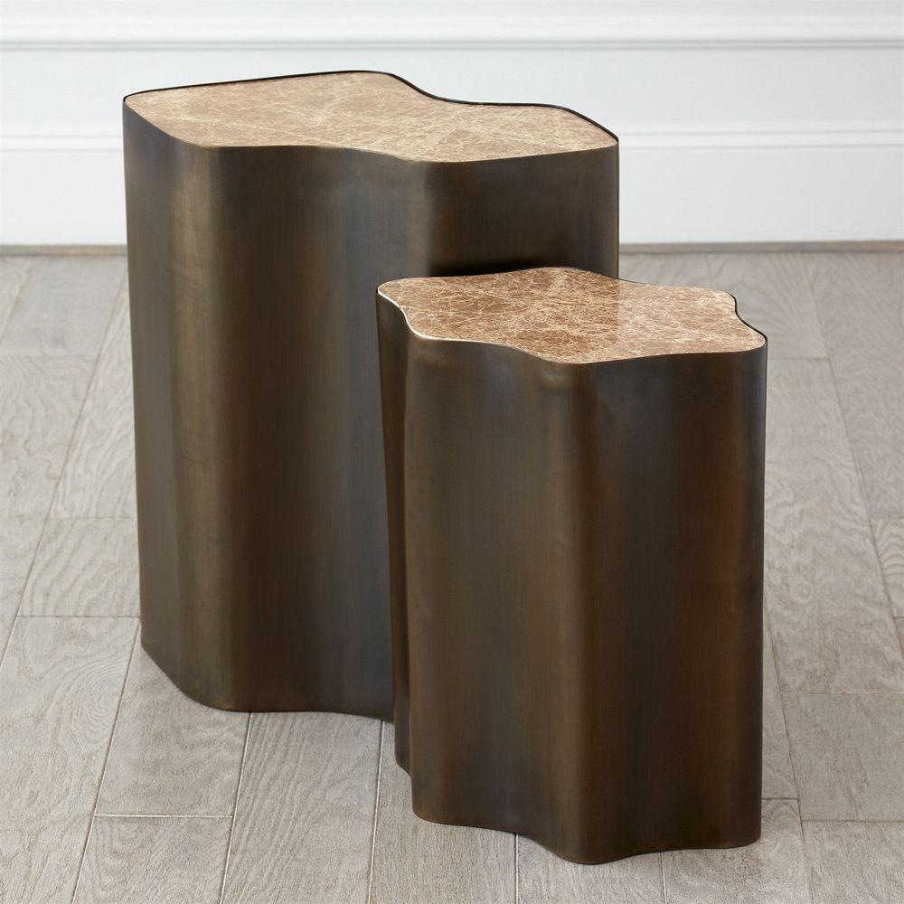 Organic Nesting Table-Bronze/Beige Marble-Lg