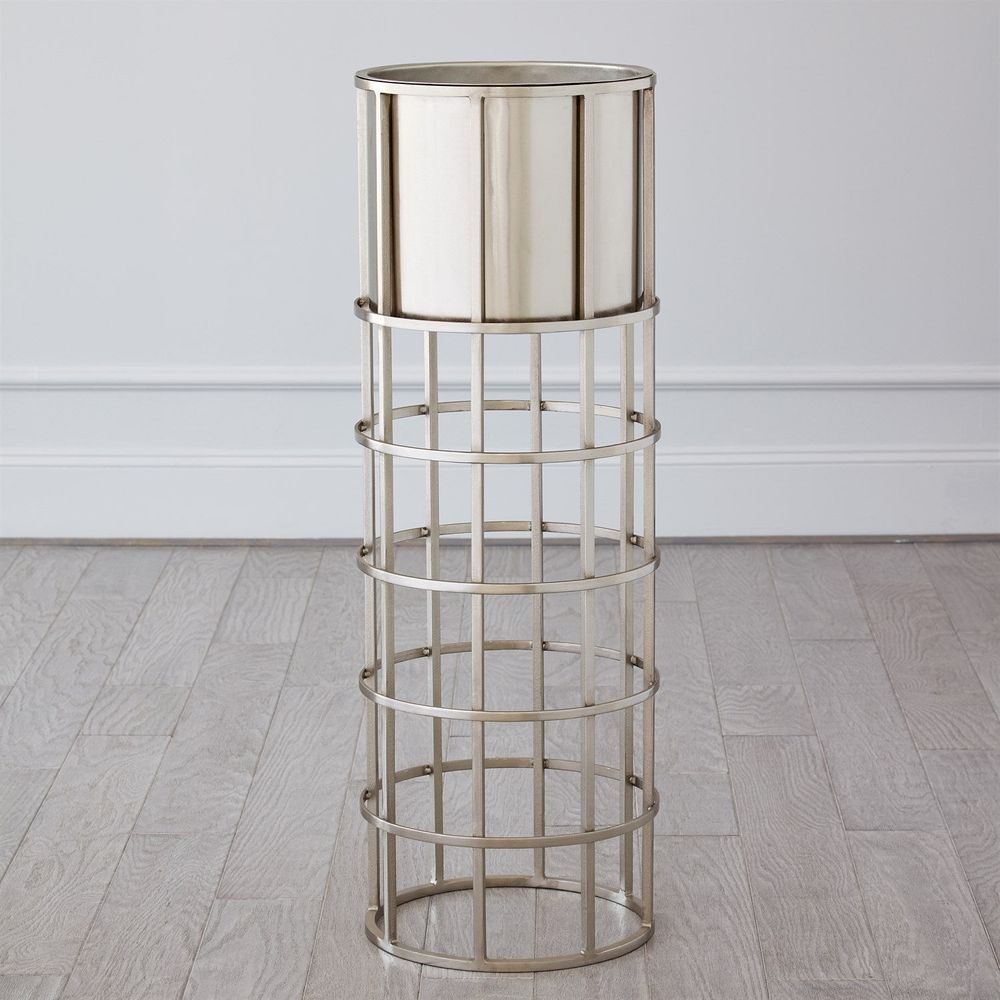 Indoor Planters Ringed Planter-Nickel-Sm