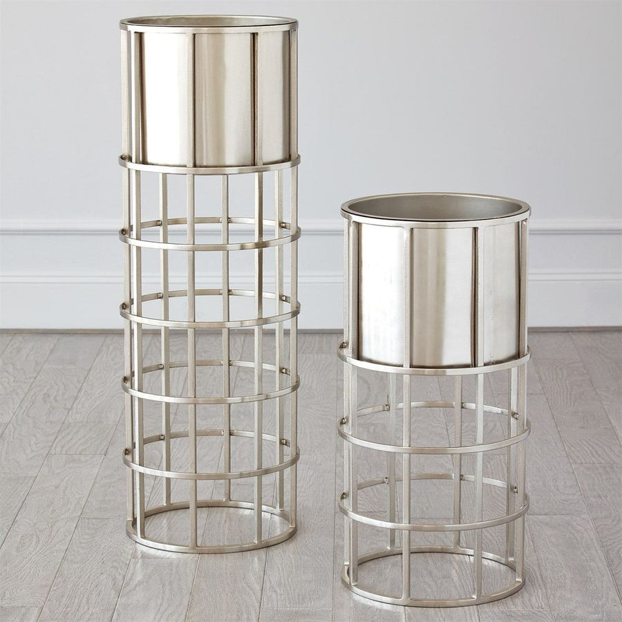 Indoor Planters Ringed Planter-Nickel-Lg