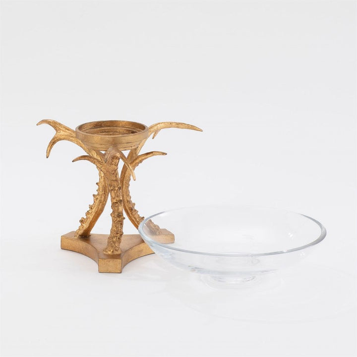Bowls Bowl Holder W/Glass-Gold