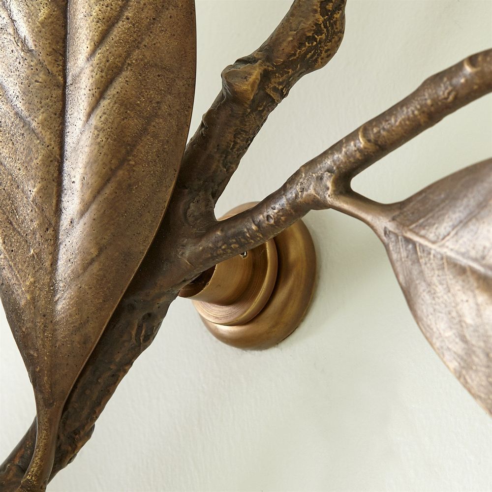 Magnolia Branch Wall Art-Antique Brass/Gold-Lg