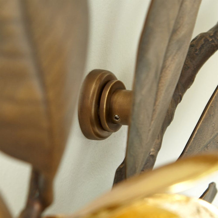 Magnolia Branch Wall Art-Antique Brass/Gold-Sm