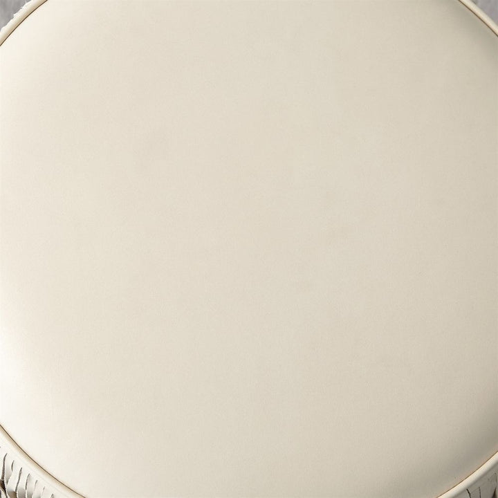 Stools & Ottomans Fringe Ottoman - Ivory Marble Leather