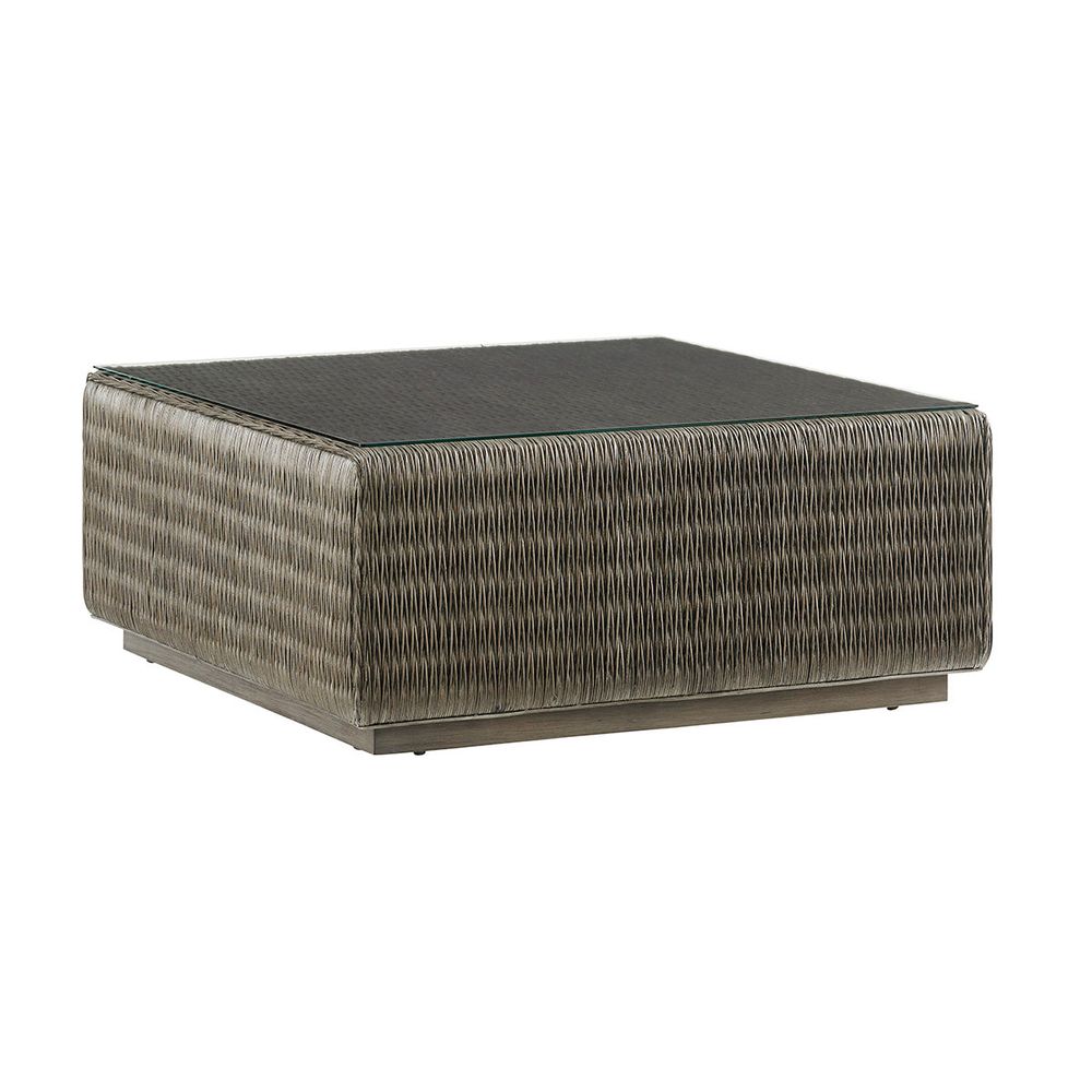 Coffee Tables Seawatch Woven Cocktail Table Tempered Glass Top - Smoke Gray
