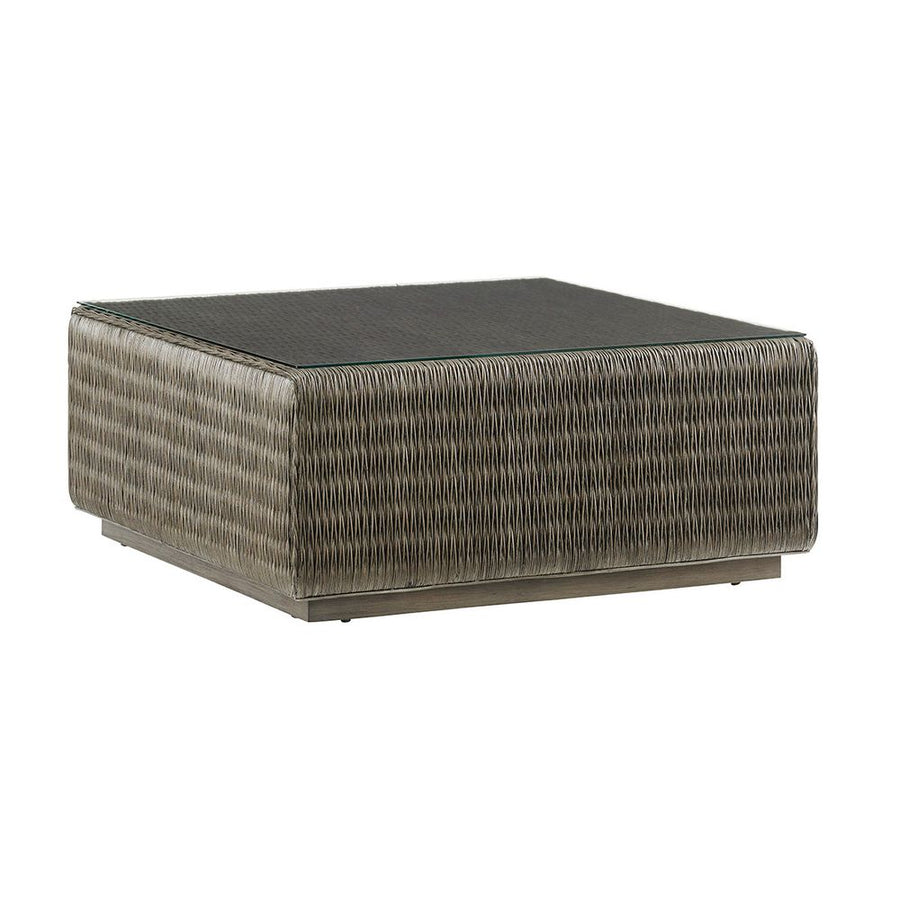 Coffee Tables Seawatch Woven Cocktail Table Tempered Glass Top - Smoke Gray