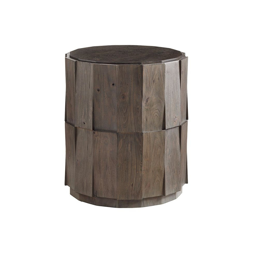 Side Tables Everett Round Travertine End Table - Smoke Gray