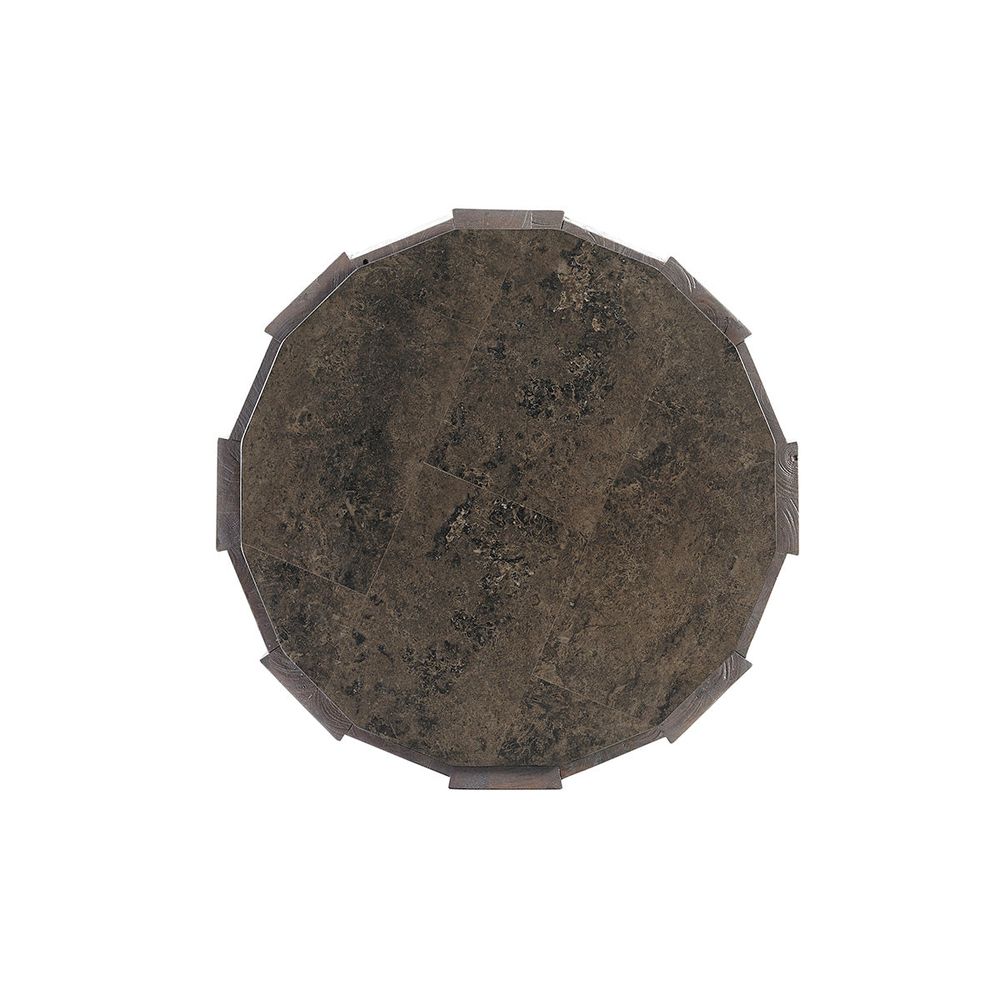 Side Tables Everett Round Travertine End Table - Smoke Gray