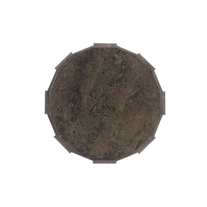 Side Tables Everett Round Travertine End Table - Smoke Gray
